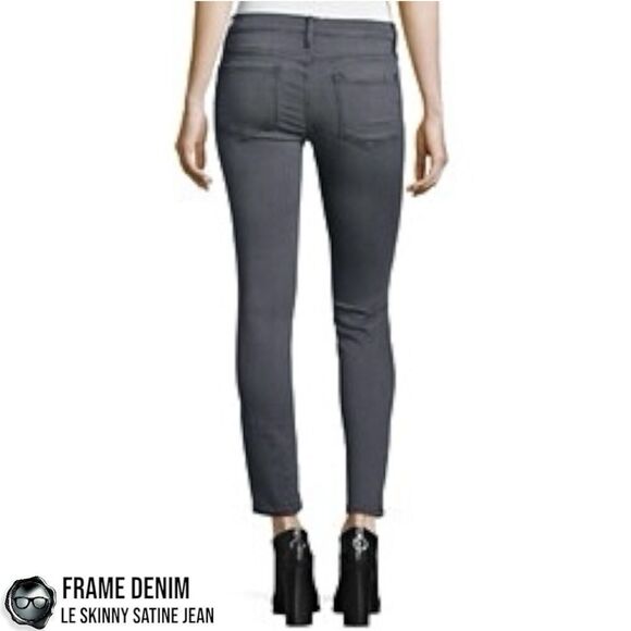 FRAME DENIM LE SKINNY SATINE DESTROYED JEANS IN GREY’S INN DARK GREY SIZE 27 - Picture 12 of 13